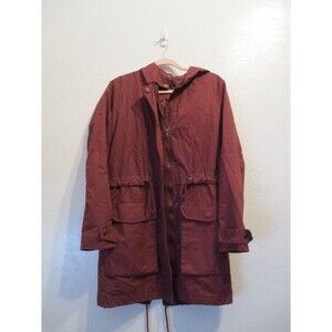 Forever 21 Womens S Anorak Utility Jacket Hooded Long Coat Cotton Parka Maroon